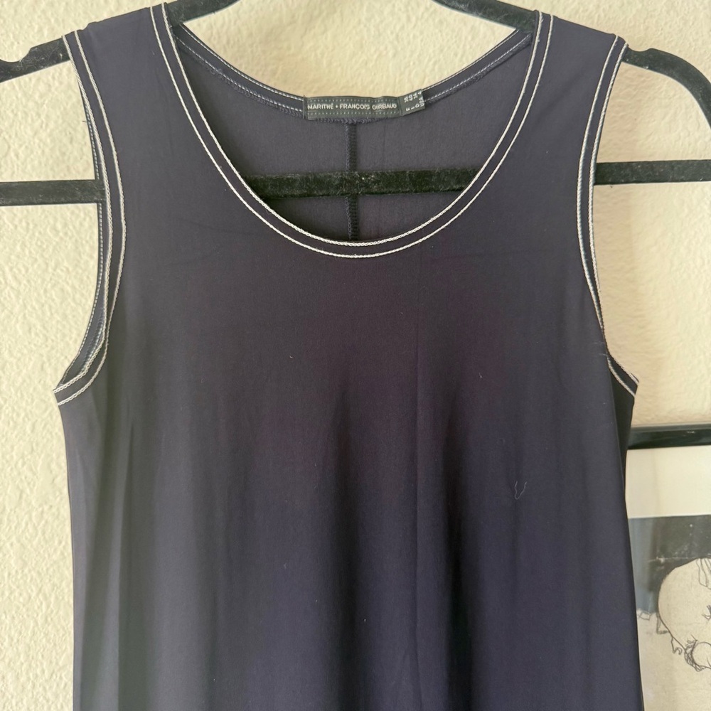 Vintage Marithé François Girbaud Sleeveless Asymmetrical Navy Black Dress - Picture 6 of 10